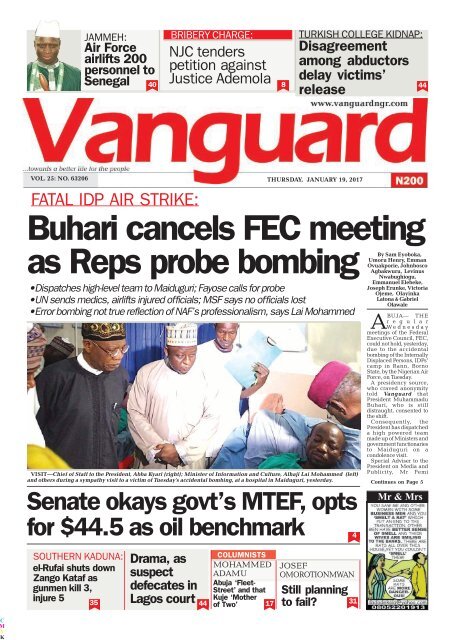 19012017 Fatal Idp Air Strike Buhari Cancels Fec Meeting As Reps Probe Bombing