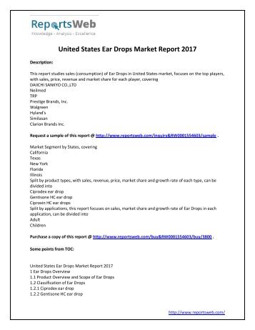 2017 Analysis: United States Ear Drops Industry