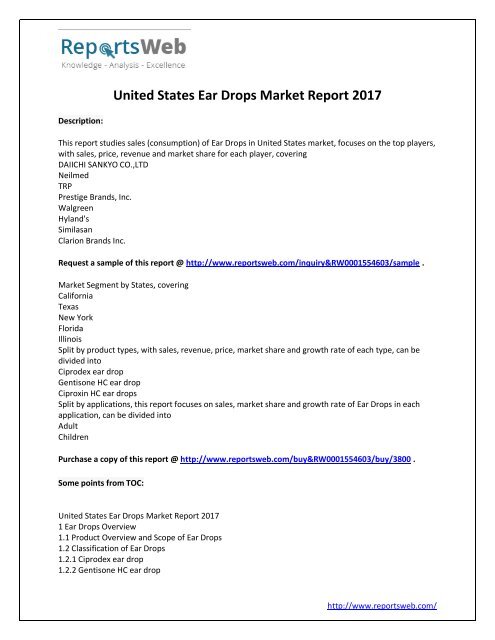 2017 Analysis: United States Ear Drops Industry