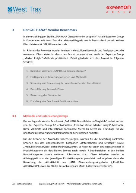 Auszug aus dem Experton SAP HANA Vendor Benchmark 2016