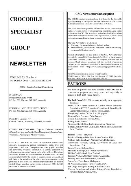 CROCODILE SPECIALIST GROUP NEWSLETTER