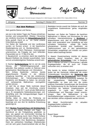 Altenau Wurmansau Info-Brief - Gemeinde Saulgrub