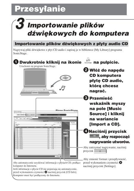 Sony NW-E505 - NW-E505 Istruzioni per l'uso Polacco