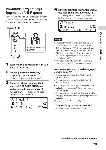 Sony NW-E505 - NW-E505 Istruzioni per l'uso Polacco