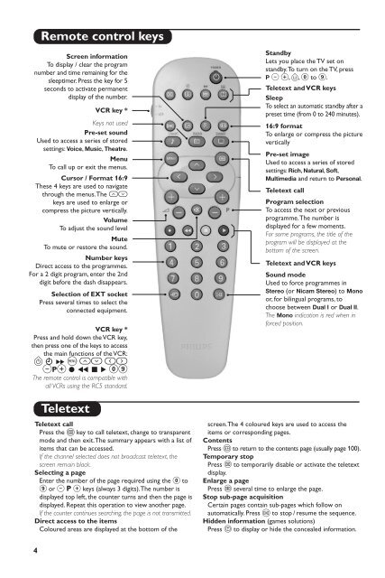 Philips T&eacute;l&eacute;viseur - Mode d&rsquo;emploi - POR