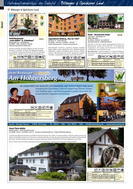 Unterkunftsverzeichnis der Südeifel - Tourist Information Bitburger ...