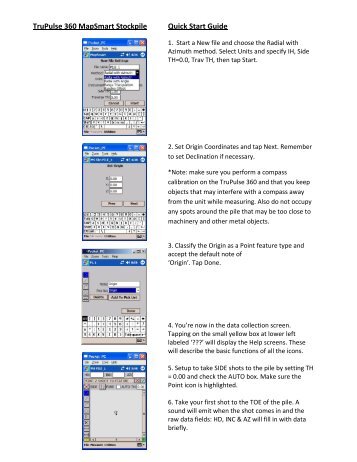 MapSmart Stockpile with TruPulse 360 Reference Guide