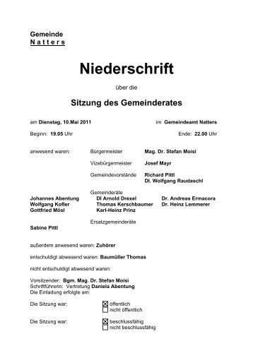 Gemeinde N atters Niederschrift - Natters - Land Tirol