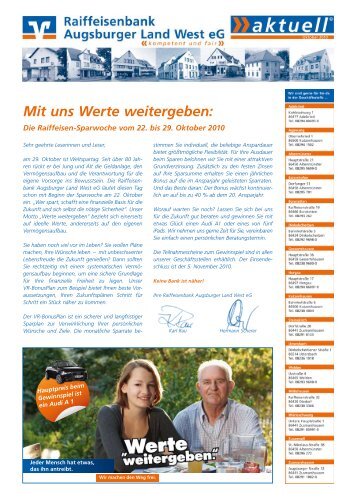 Mit uns Werte weitergeben: - Raiffeisenbank Augsburger Land West ...