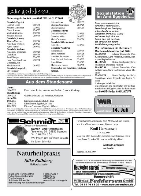 Nr. 7 · Juli 2009 · 37. Jahrgang Informationsblatt des ... - Amt Eggebek