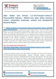 2016 - Global and Chinese 2’,3’-Di-O-Acetyl-5’-Deoxy-5-Fluorocytidine - Industry Share, Trends and Forecast Report