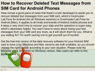How to Recover Deleted Text Messages from SIM Card for Android Phones