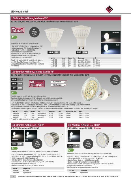 ETT Online Lichttechnik LED Lampen Katalog