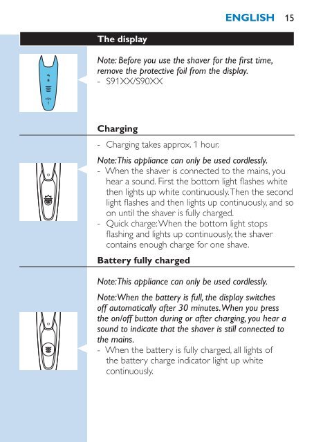 Philips Shaver series 9000 Rasoir &eacute;lectrique rasage &agrave; sec ou sous l'eau - Mode d&rsquo;emploi - FIN