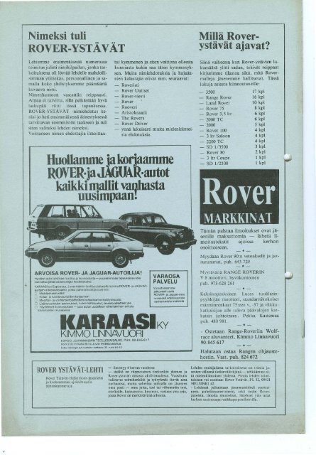Rover Ystävät lehti nro: 2 / 1981