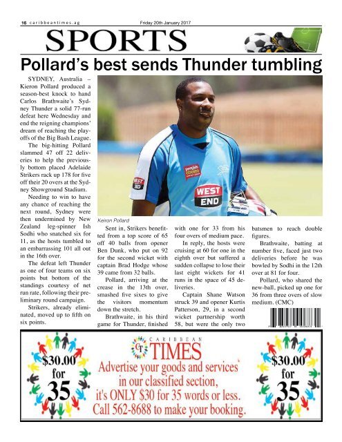 Caribbean Times 80th Issue - Friday 20th January 2017