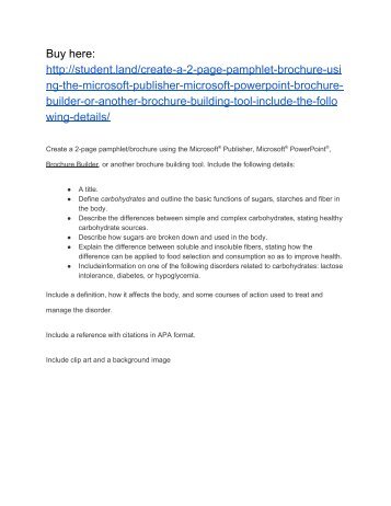 create a 2 page pamphlet brochure using the microsoft publisher