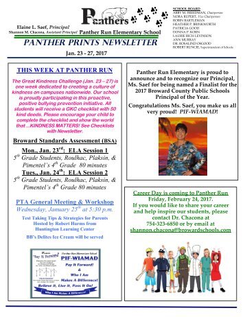 PANTHER PRINTS NEWSLETTER