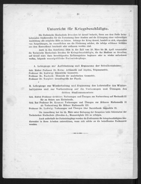 Verzeichnis der Vorlesungen und Übungen samt Stundenplänen Sommersemester 1918