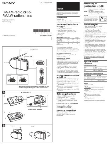 Sony ICF-304 - ICF-304 Istruzioni per l'uso Danese
