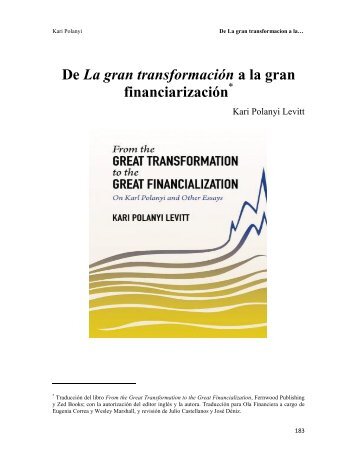 De La gran transformación a la gran financiarización