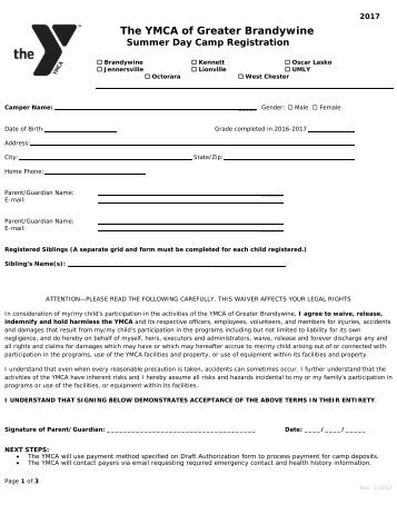 Octorara Camp Registration Form