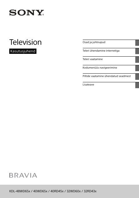 Sony KDL-32RD433 - KDL-32RD433 Istruzioni per l'uso Estone