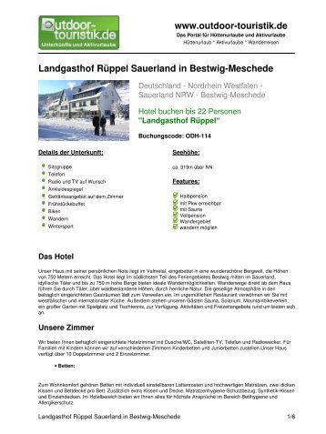 Landgasthof Rüppel Sauerland in Bestwig ... - Outdoor-Touristik