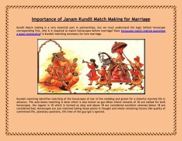 Importance of Janam Kundli Match Making for Marriage