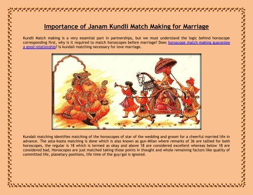 Importance of Janam Kundli Match Making for Marriage