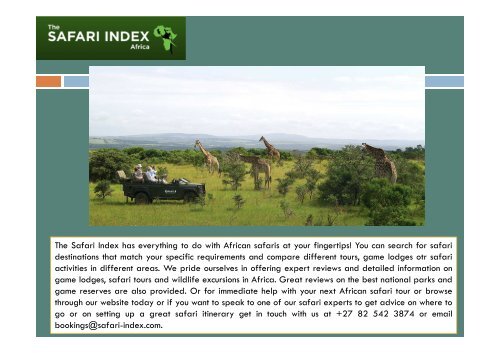 Welcome to Safari Index