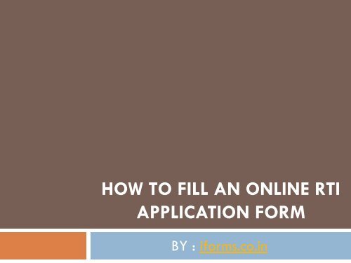 How to fill an online RTI Application form