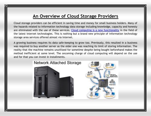 An Overview of Cloud Storage Providers