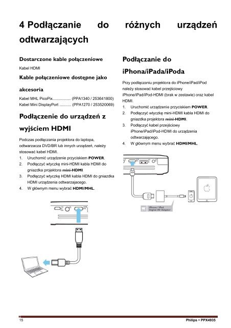 Philips PicoPix Projecteur de poche - Mode d&rsquo;emploi - POL