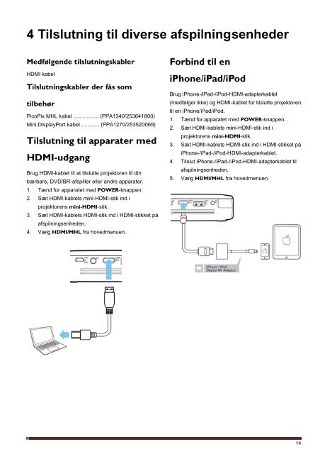 Philips PicoPix Projecteur de poche - Mode d&rsquo;emploi - DAN