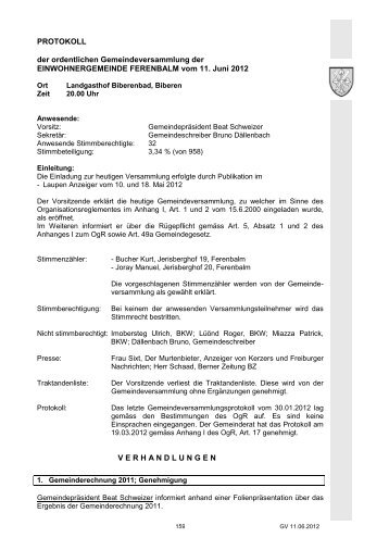 Protokoll - Gemeinde Ferenbalm