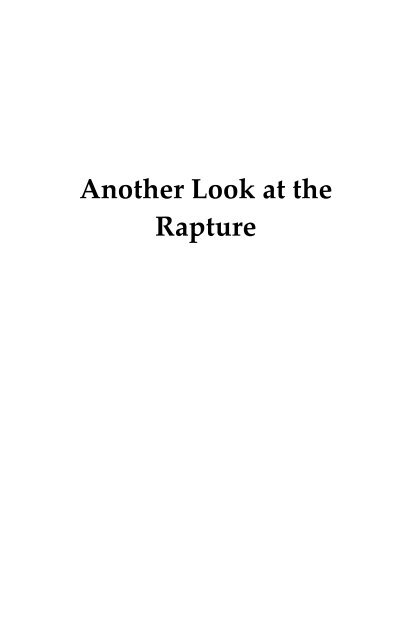 Another Look at the Rapture - Hicks