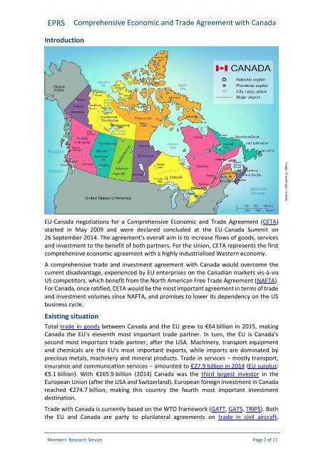 Comprehensive Economic and Trade Agreement (CETA) with Canada