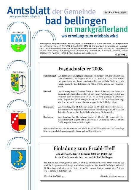 Fasnachtsfeuer 2008 - Gemeinde Bad Bellingen