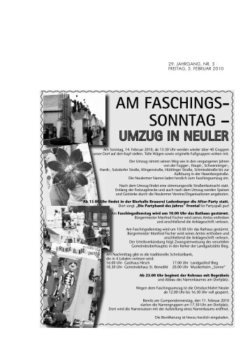 AM FASCHINGS- SONNTAG – - Neuler