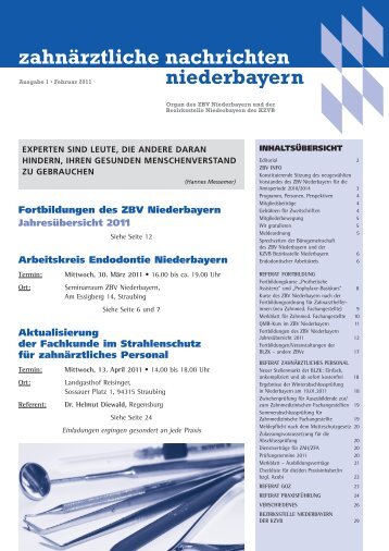 Ausgabe 1 - 2011 - ZBV Niederbayern