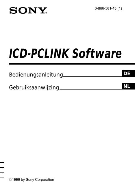 Sony ICD-R100PC - ICD-R100PC Istruzioni per l'uso Olandese