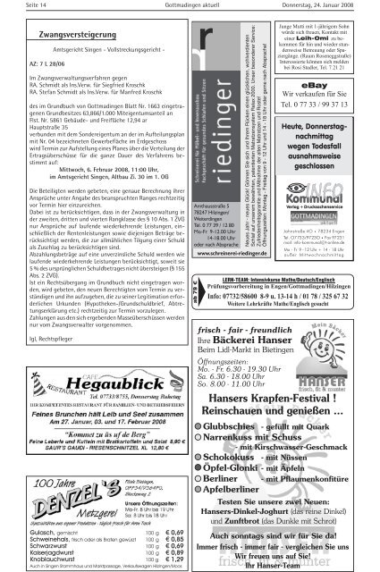 Gottmadingen Aktuell, Nr. 4 vom 24. Januar 2008 - in Gottmadingen