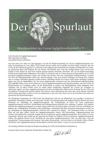 Spurlaut 01/2010 - Verein Jagdgebrauchsspaniel