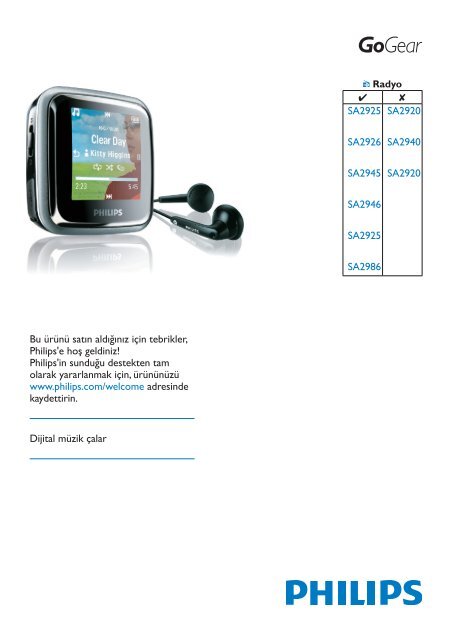 Philips GoGEAR Baladeur MP3 - Mode d&rsquo;emploi - TUR