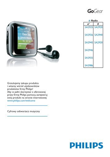 Philips GoGEAR Baladeur MP3 - Mode dâemploi - POL