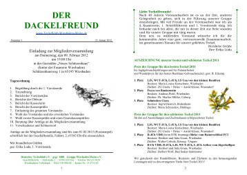 Der Dackelfreund - Nr. 1/2012 - Teckelklub Wiesbaden/ Mainz