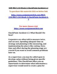 UOP MGT 210 Week 3 CheckPoint Incident 6-2
