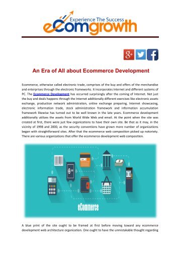 An Era of All about Ecommerce Development