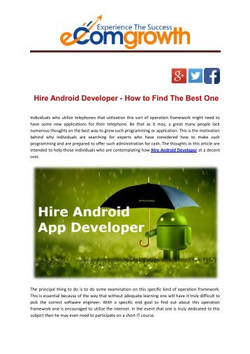 Hire Android Developer - How to Find The Best One